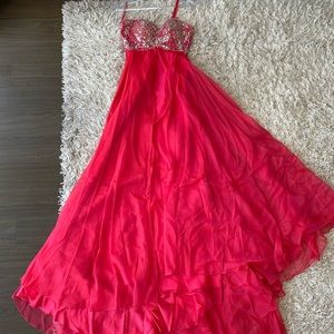Pink and orange prom/grad dress with train